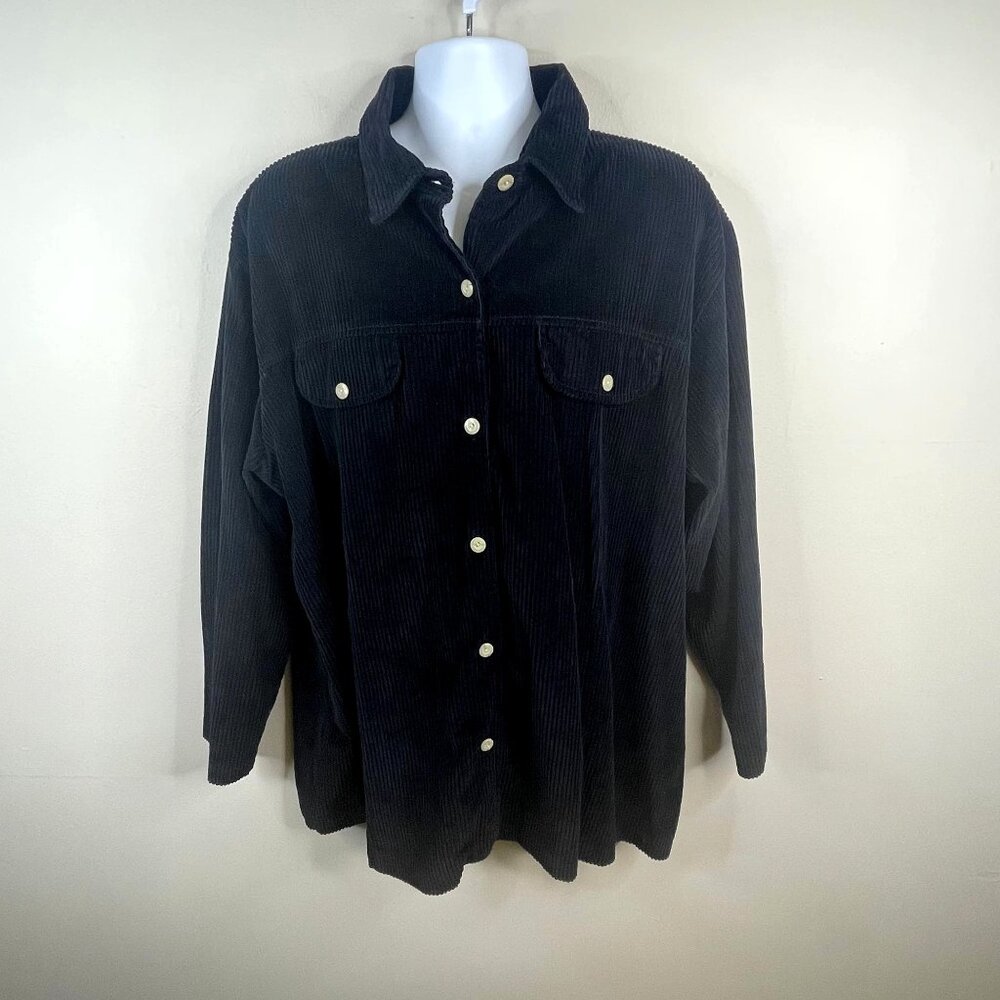 Vintage Womens Cabincore Corduroy Chore Jacket 2X Button Hiking Camping Shacket